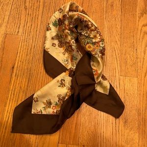 Vintage Liberty of London Floral Brown Square Silk Scarf